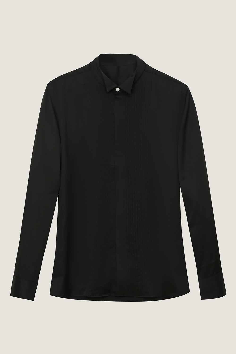 Chemise de costume noire à manches longues pour homme