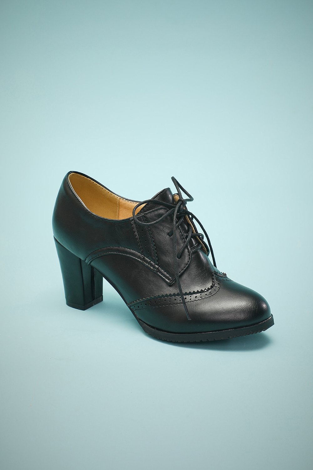 Talons épais en cuir noir