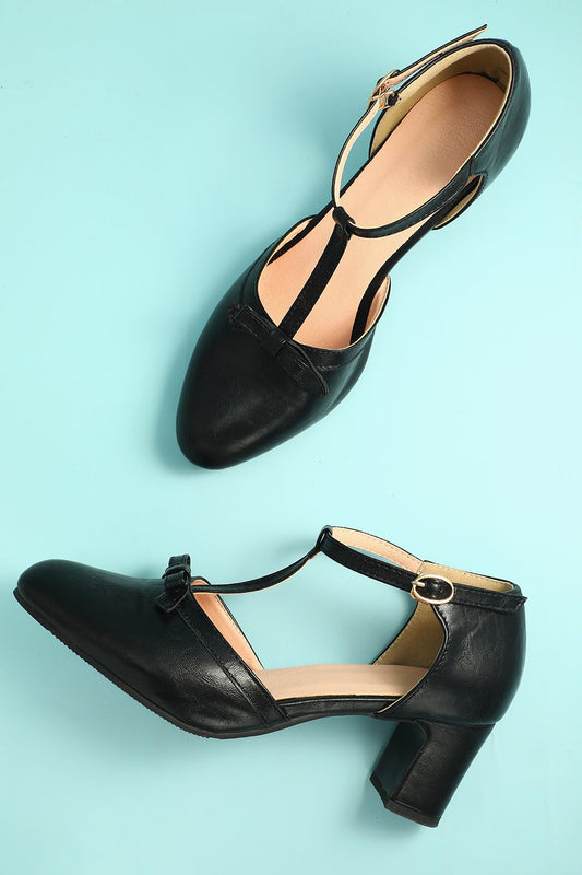 Talons Épais en Cuir Noir