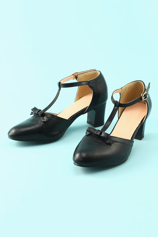 Talons Épais en Cuir Noir