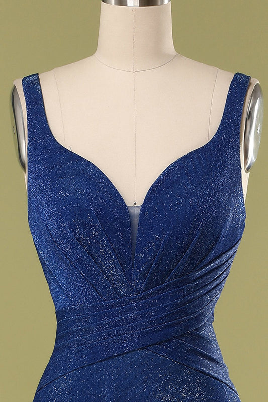 Robe longue de bal bleu roi pailletée