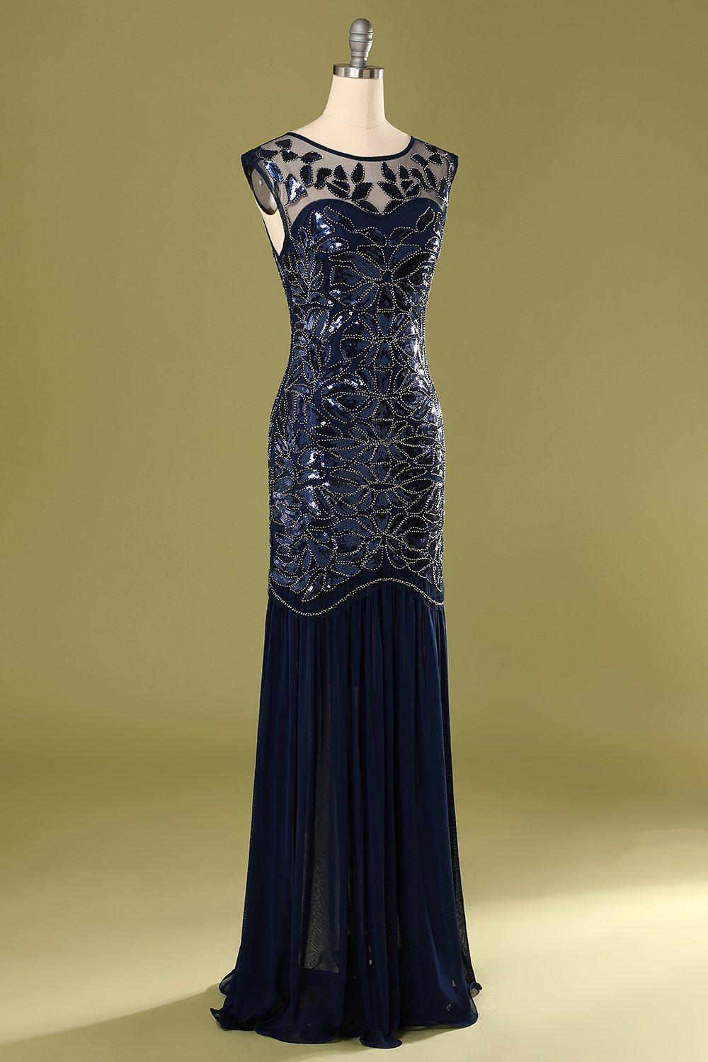 Robe Charleston pailletée bleu marine années 20