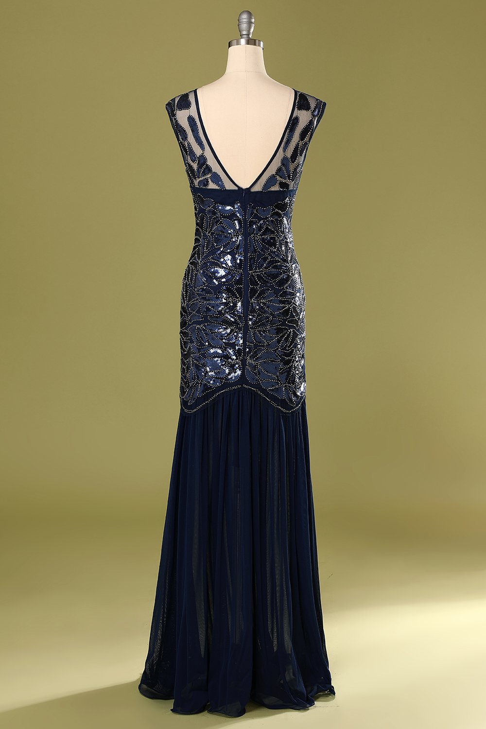Robe Charleston pailletée bleu marine années 20