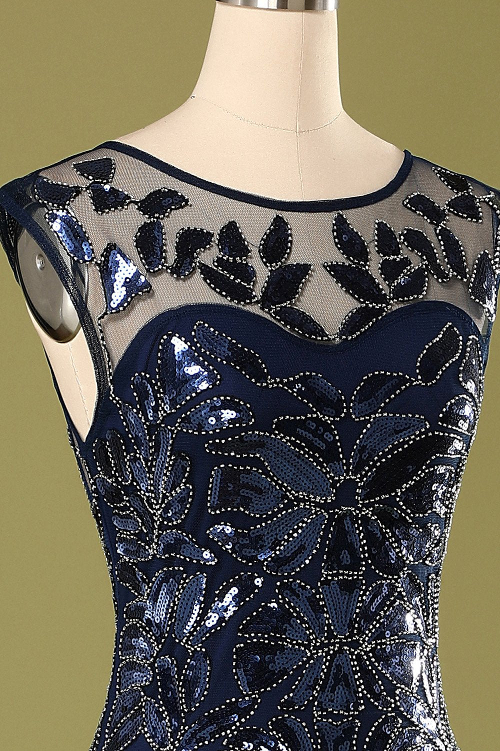 Robe Charleston pailletée bleu marine années 20