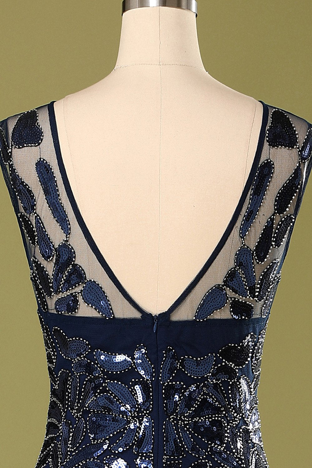 Robe Charleston pailletée bleu marine années 20