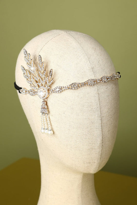 Bandeau Flapper Années Folles Orné de Perles Blanches