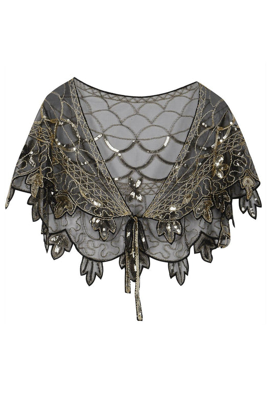 Cape femme à fleurs et sequins, années 20