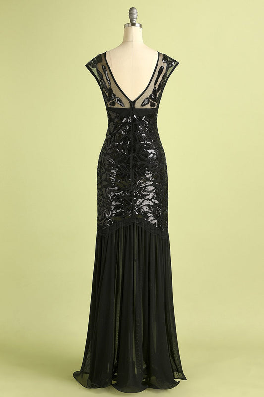 Robe Charleston Noire à Paillettes Années 1920