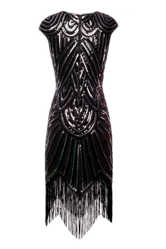 Robe Noire Gatsby Années 20 à Franges Pailletées