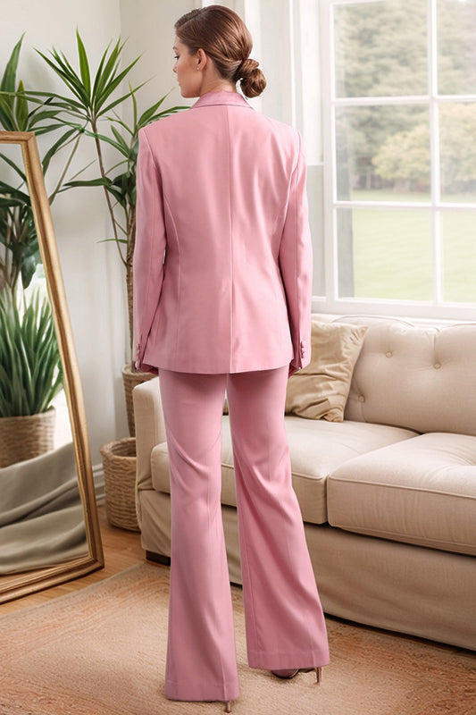 Tailleur de bal rose poudré croisé 2 pièces pour femme