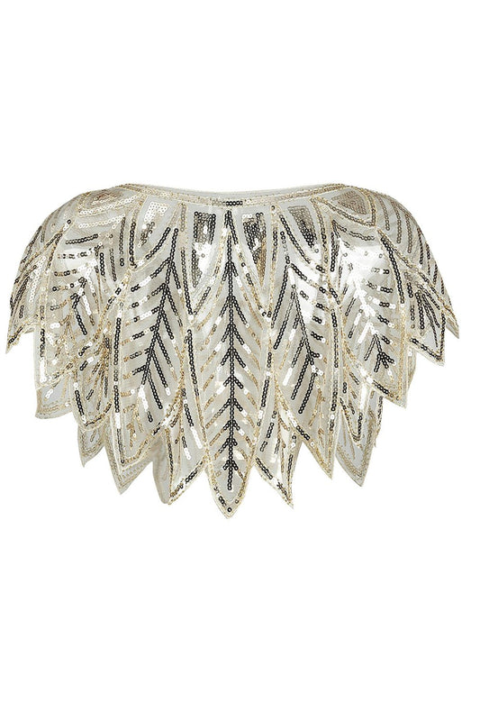 Cape en sequins brillants ivoire des années 1920
