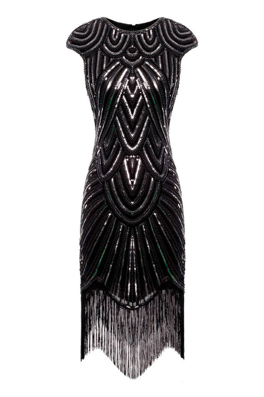 Robe Noire Gatsby Années 20 à Franges Pailletées