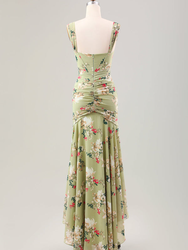 Robe Corset Sirène Vert Grande Fleur Invitée de Mariage
