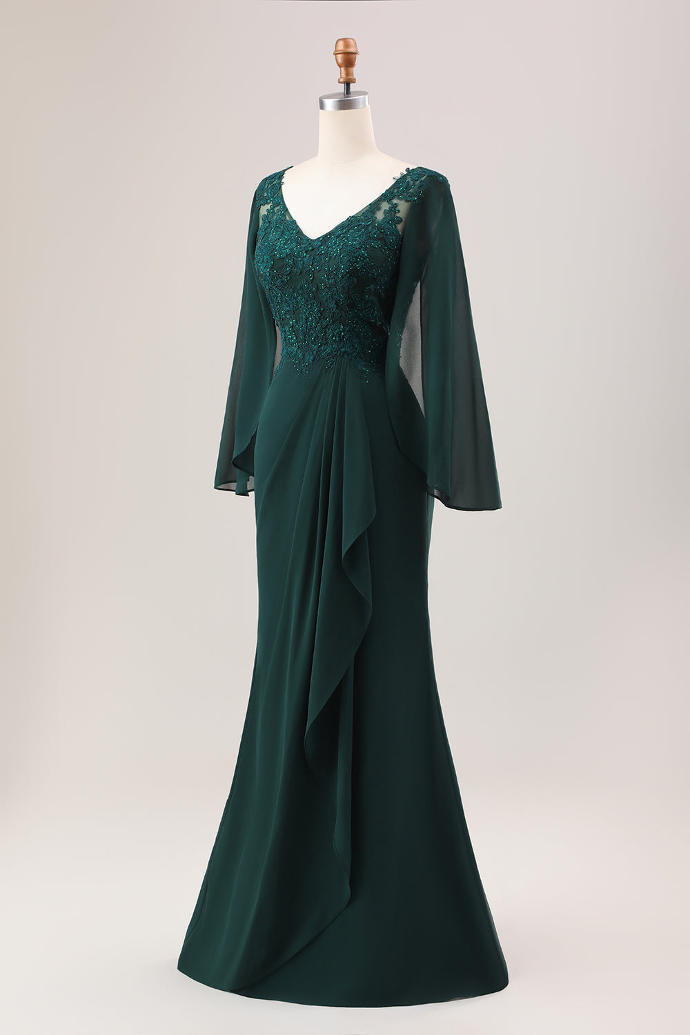 Dark Green Mermaid Chiffon Long Sleeves Choir Dress