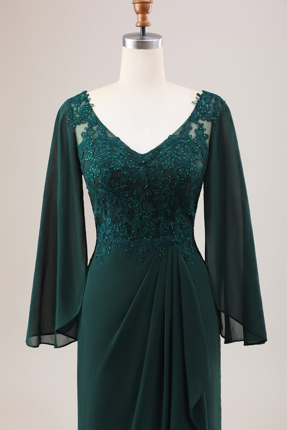 Dark Green Mermaid Chiffon Long Sleeves Choir Dress