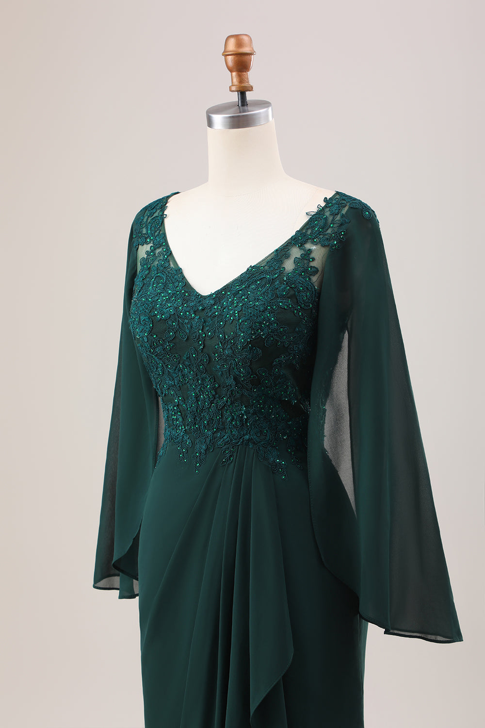 Dark Green Mermaid Chiffon Long Sleeves Choir Dress