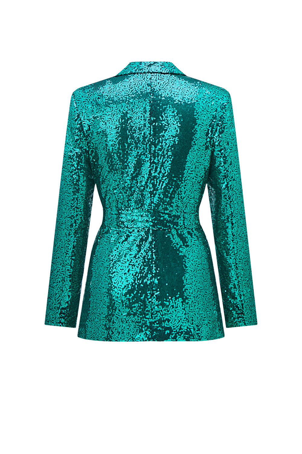 Sparkly Green Sequins Notched Lapel Women's Suit with Belt
