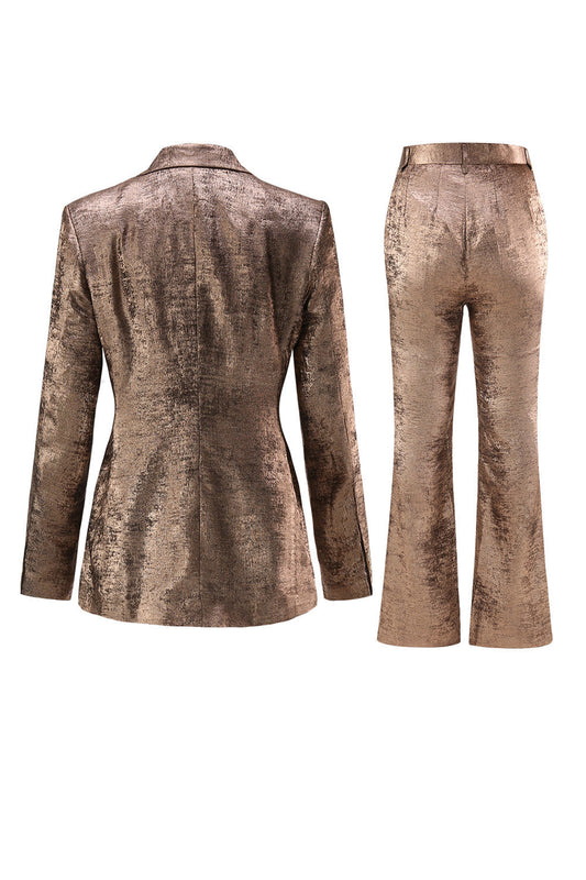 Golden 2-Piece Women's Suits with Belt