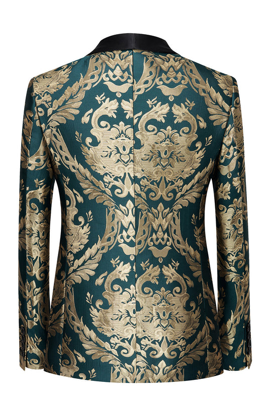Blazer de bal vert foncé brodé pour homme