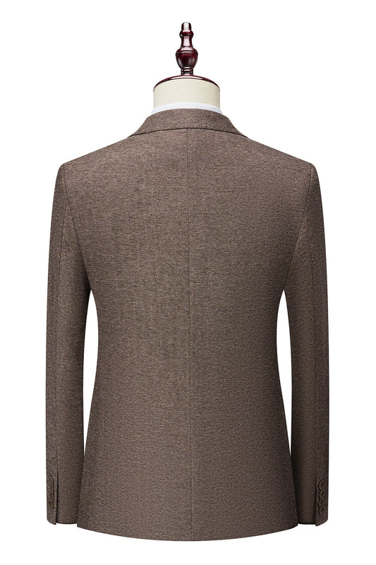 Costume Homme Marron 3 Pièces Coupe Slim de Garçon d'Honneur
