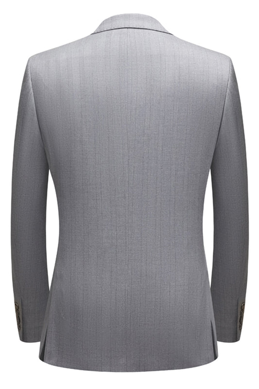 Costume homme 3 pièces gris clair à revers châle