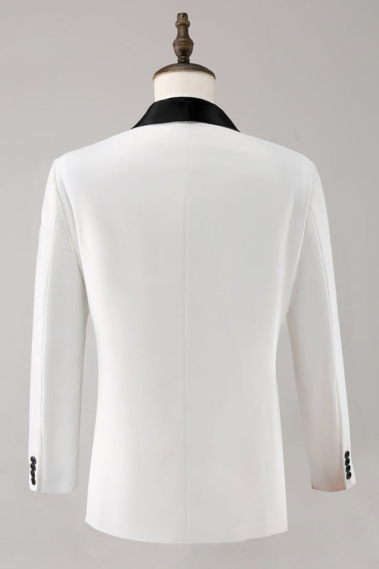 Costumes de bal pour hommes, 3 pièces, revers châle blanc, un bouton