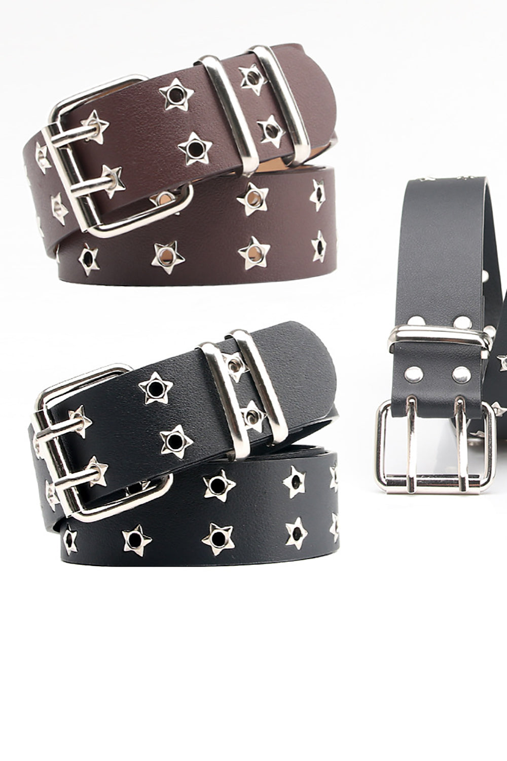 Ceinture Large en Cuir Bohème Noire Vintage à Rivets