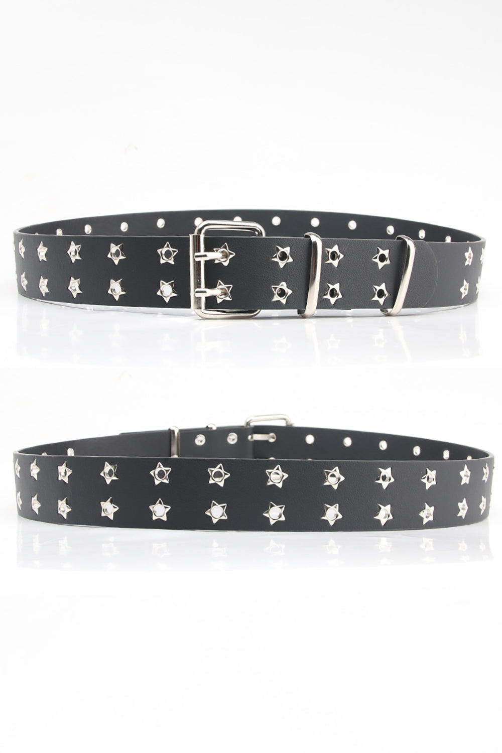 Ceinture Large en Cuir Bohème Noire Vintage à Rivets