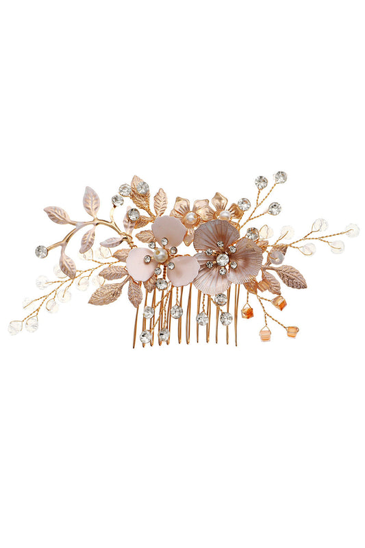 Pince à Cheveux de Mariage Fleur Cristal Perle Strass