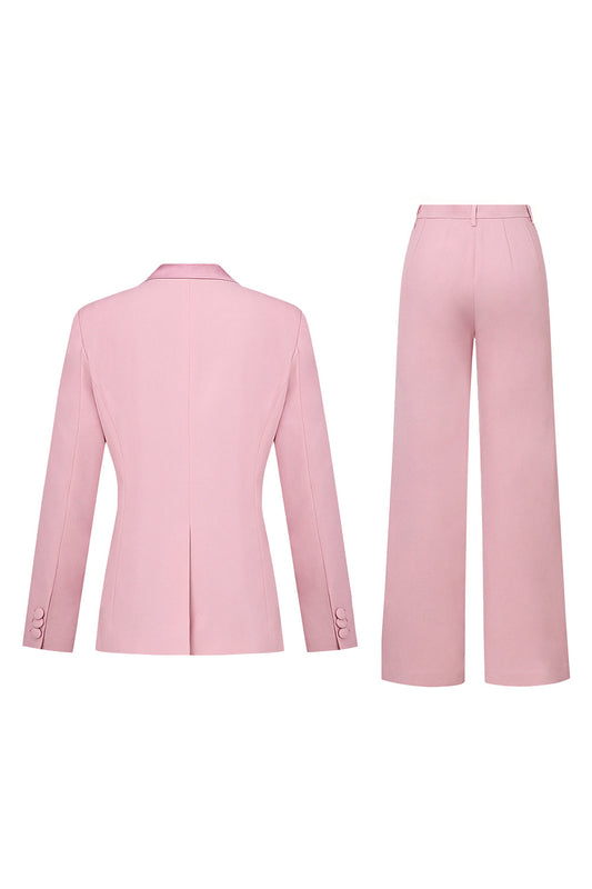 Tailleur double boutonnage pour femme couleur rose poudré