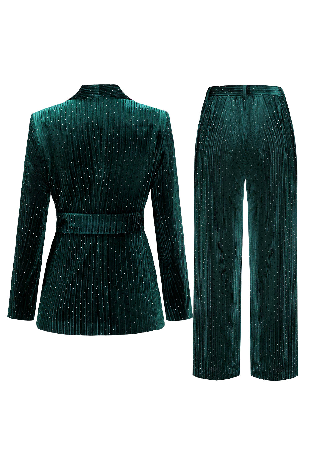 Costume deux pièces pour femme avec revers châle marine et ceinture
