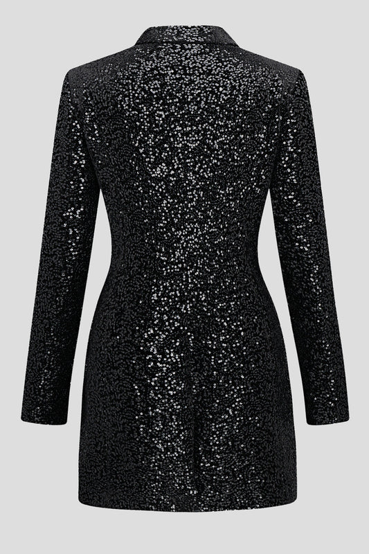 Blazer à manches longues noir à paillettes scintillantes