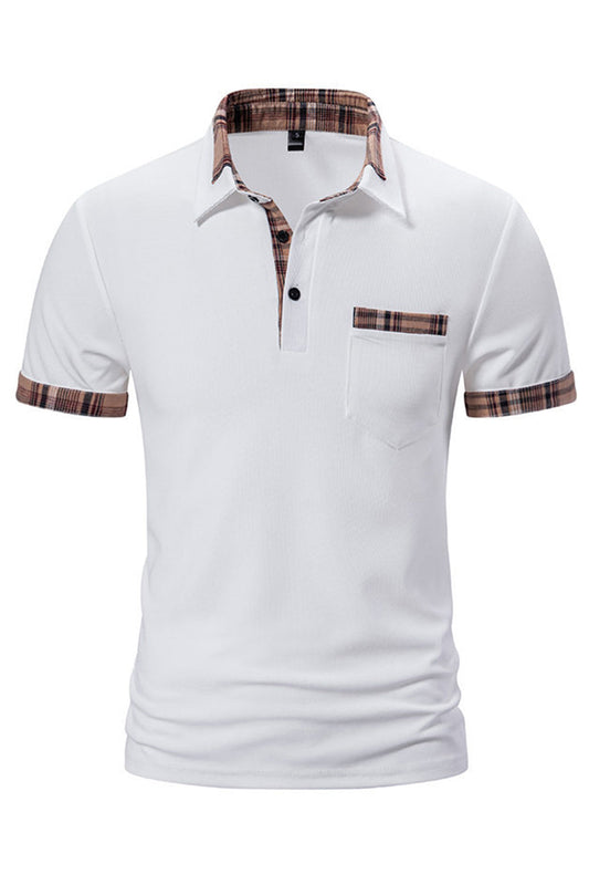 Polo décontracté blanc à manches courtes en coton pour homme