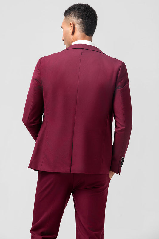 Costumes de bal pour hommes bordeaux 3 pièces à revers pointus