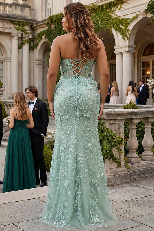 Robe de bal longue sirène Sage grande taille avec applications et décolleté en cœur fendue