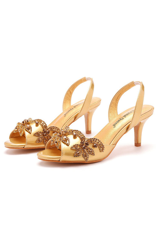 Golden Wedding Shoes Pointed Toe Stylish Elegant Formal Pumps for Dresses
