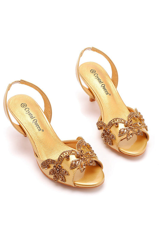 Golden Wedding Shoes Pointed Toe Stylish Elegant Formal Pumps for Dresses