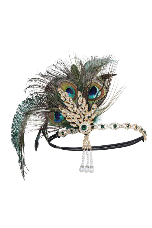 Ensemble d'accessoires de Flapper années 20 vert, cinq pièces