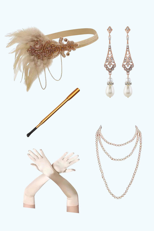 Accessoires de fête Années Folles abricot - 5 pièces