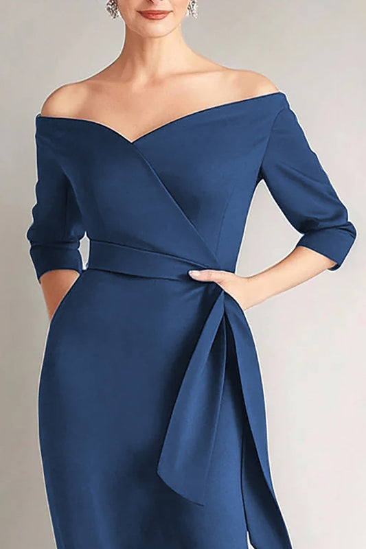 Vestido de madrina palabra de honor de sirena azul marino