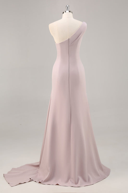 Robe de soirée longue sirène asymétrique kaki élégante