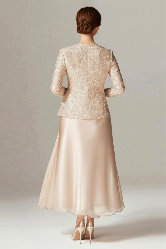 Robe de mariée 2 pièces trapèze couleur champagne
