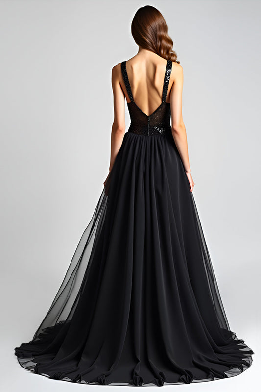 Robe de soirée ruchée bustier en ligne A scintillante