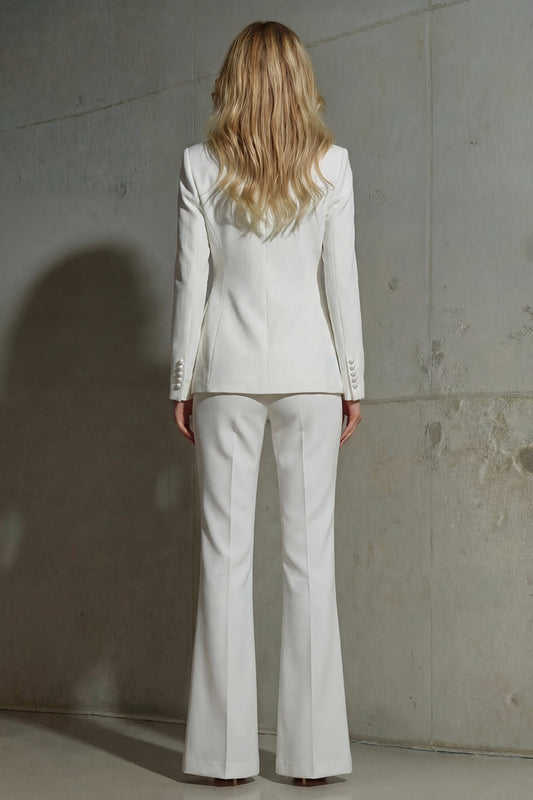 Costumes Femme Blanc Scintillant 2 Pièces à Revers Châle avec Manches