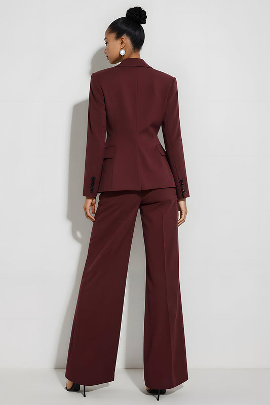 Costume d'affaires bordeaux 2 pièces à revers cranté et simple boutonnage