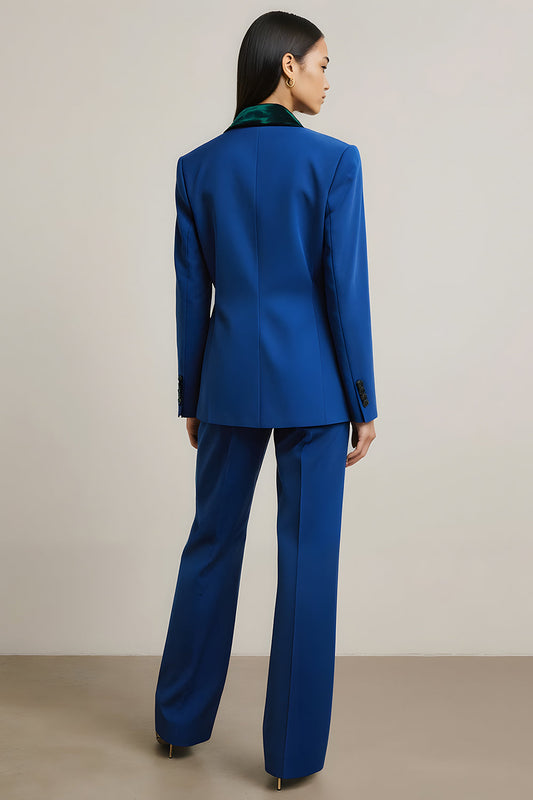 Costume d'affaires 2 pièces bleu roi, revers à pointe, 1 bouton