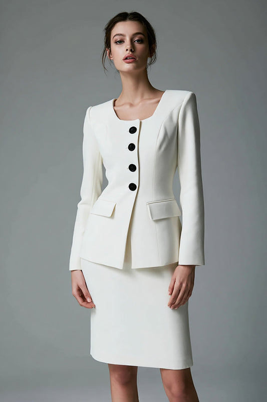 Costumes d'affaires ivoire deux pièces à simple boutonnage