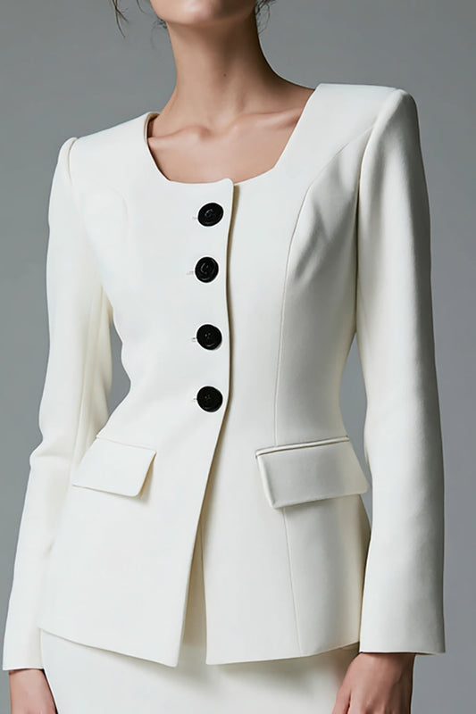 Costumes d'affaires ivoire deux pièces à simple boutonnage