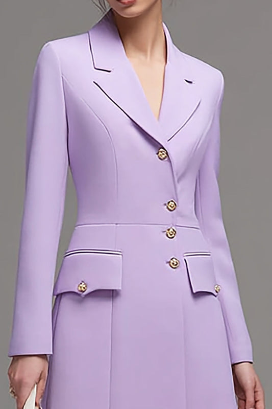 Robe blazer simple boutonnage à revers crantés lilas