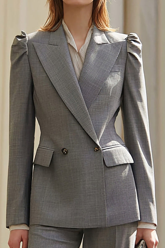 Trajes de Negocio de 2 Piezas con Solapa de Pico, Color Gris